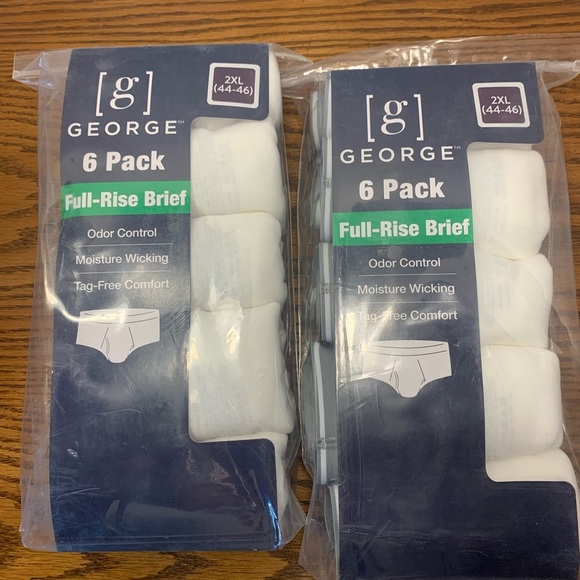 2 Packs of George 6 Pack Full-Rise Briefs - White Size 2XL - Picture 2 of 8